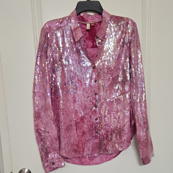 Pilcro Pink Sequin Top - Picture 3 of 6